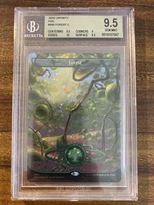 MTG✨FOREST Full Art GALAXY FOIL✨Unfinity BGS 9.5 GEM MINT Land