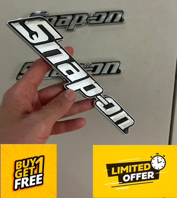 SNAP-ON Tool Box Logo Emblem Chrome Silver Badge Decal 8
