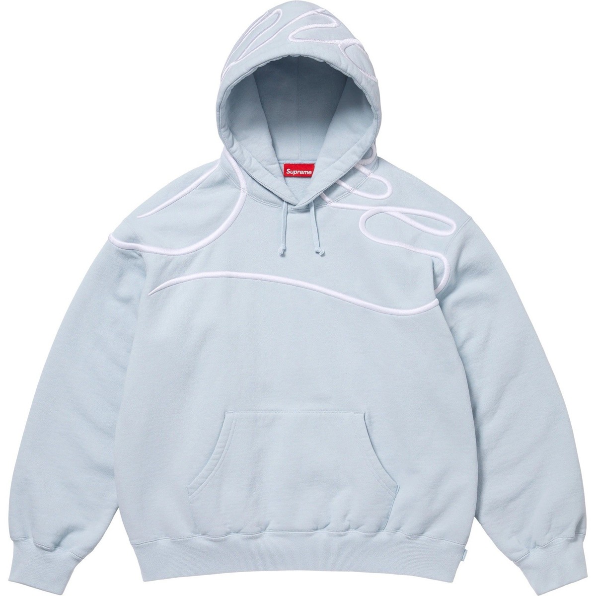 Supreme SHOULDER SCRIPT HOODED SWEATSHIRT Hoodie SS25 Light Blue