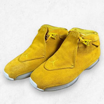 Nike Air Jordan 18 Retro Ochre Yellow Suede Men's 8.5 Sneakers