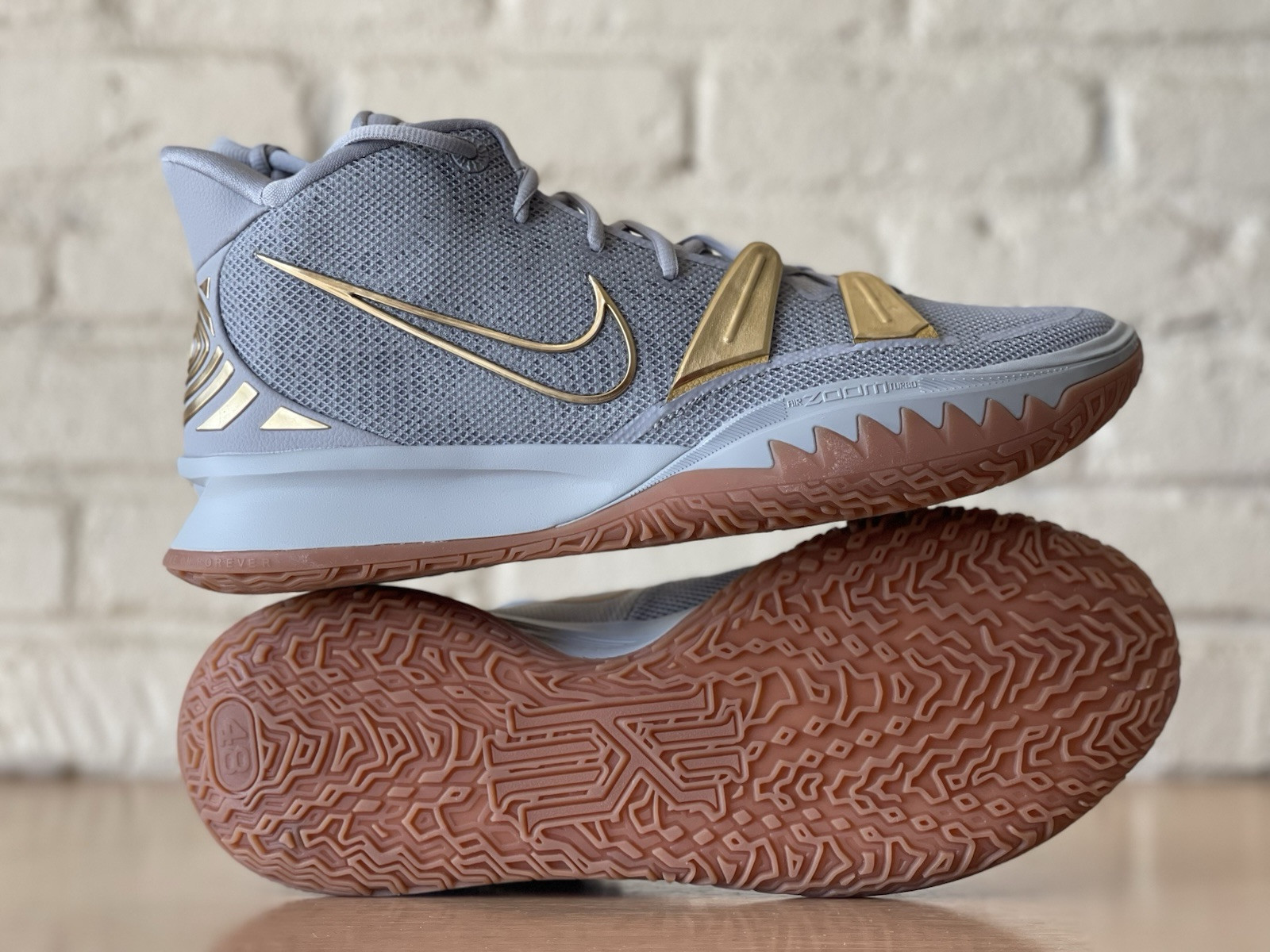 Nike By You Kyrie 7 Gray Gold Gum 1 Of 1 Men Sz 13.5 Basketball