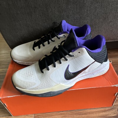 Nike Zoom Kobe 5 V OG Inline White Black Purple 386429-101 Mens