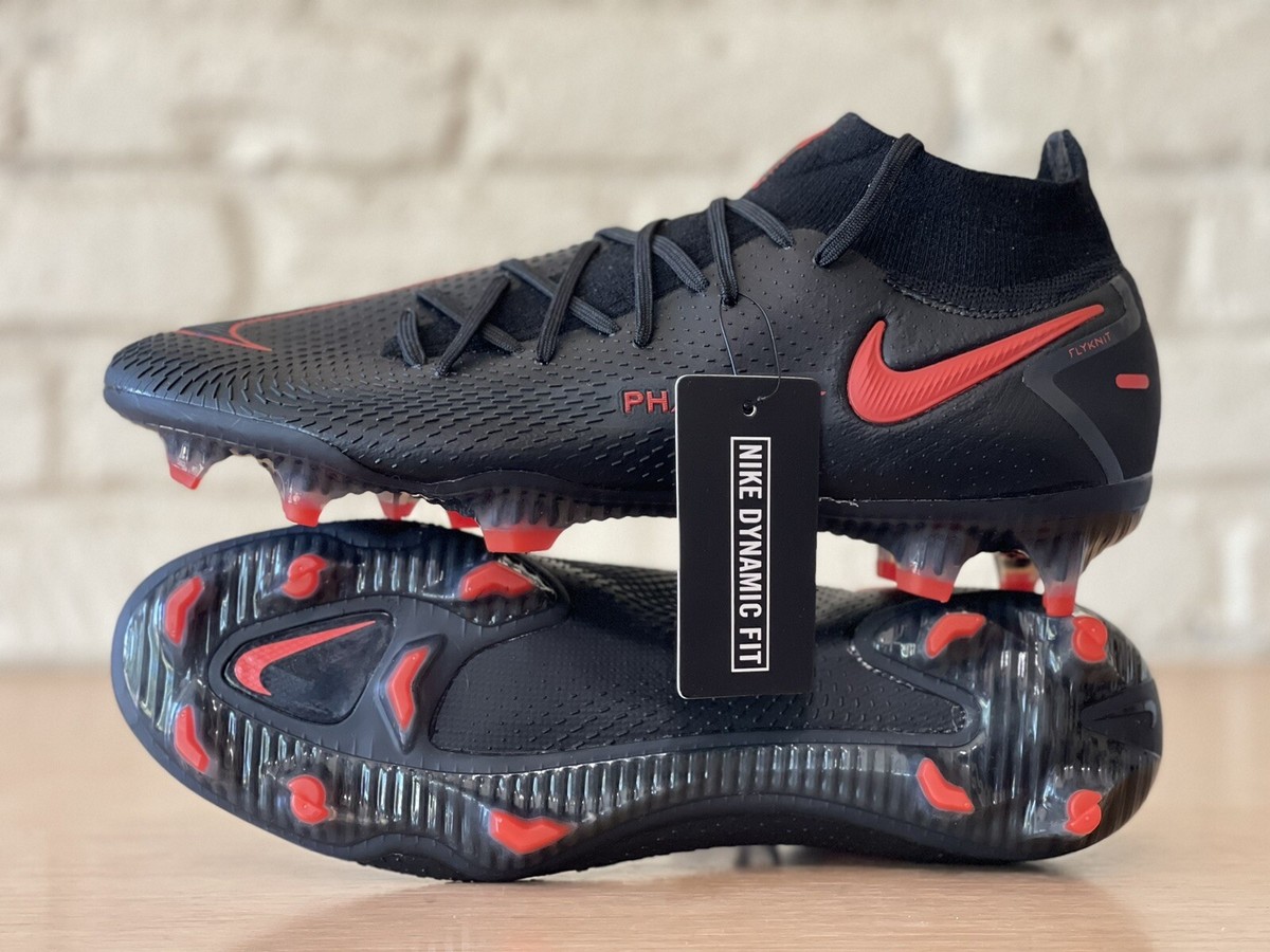 Nike Phantom GT Elite DF FG ACC Flyknit Soccer Cleats Black Red