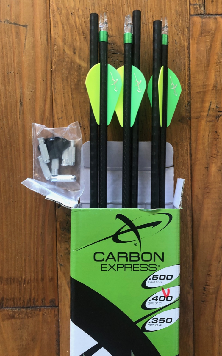 Carbon Express Maxima XRZ 250 6PK Arrows, 400 Spine 51080 Inserts