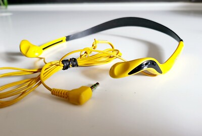 Yellow Sony Sports Wired Stereo Walkman Headphones MDR-WO14 fully