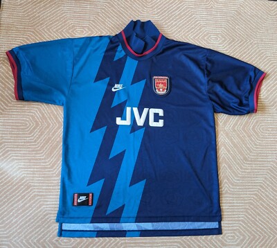 Genuine Vintage Nike Arsenal XL XXL 95/96 Blue JVC Away Shirt