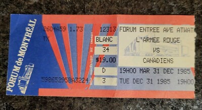 Soviet Red Army Vs Montreal Canadiens Dec 31 1985 Ticket Super