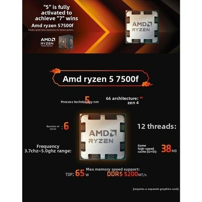 AMD Ryzen 5 7500F AM5 CPU processor R5 7500F 3.7GHz | eBay