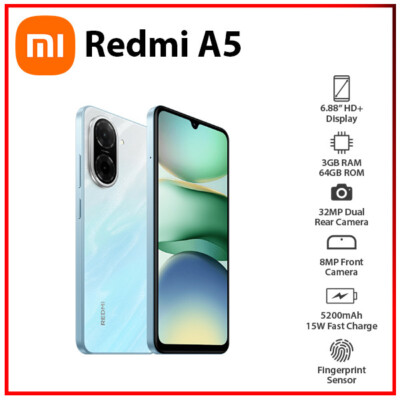 New) Xiaomi Redmi A5 3GB+64GB BLUE Dual SIM Unlocked Android Cell