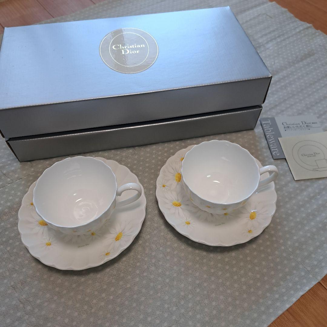 Christian Dior Pair Coffee Tea Cup & Saucer Margaret Flower
