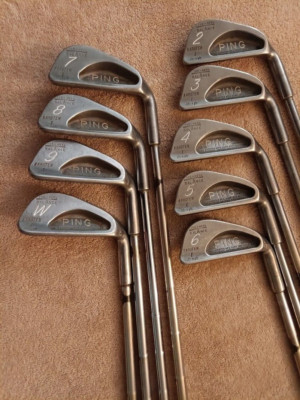 TZ GOLF - VINTAGE RARE Ping Karsten I Black Dot 1, 2-W, 9 Iron Set