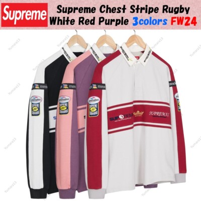 Supreme Chest Stripe Rugby White Red Purple 3colors FW24 | eBay