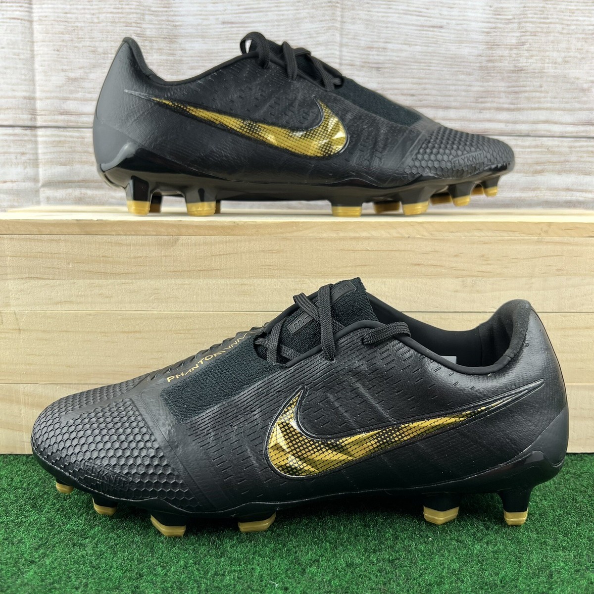 ⚽️Nike Phantom Venom Elite FG Soccer Cleats Black Gold Men Sz 5