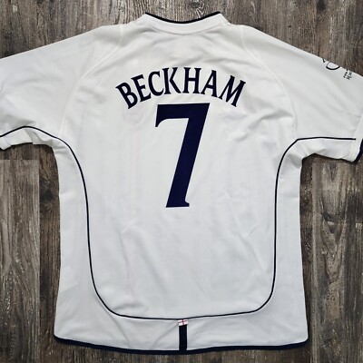 2002 Umbro England Home Soccer Jersey David Beckham Men XL World