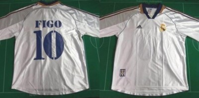 FIGO #10 REAL MADRID 1999/2000 L Jersey WHITE H/S Camiseta SHIRT