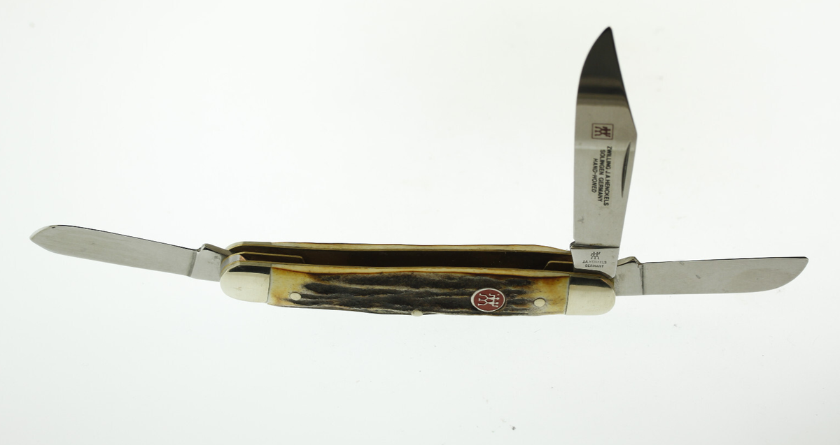 ZWILLING J.A. HENCKELS HK 3 S 3 Blade Folding Knife Stag Handle in