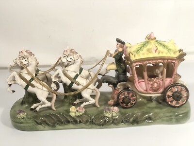 Vintage Capodimonte Italy Four Horse Drawn Princess Cinderella