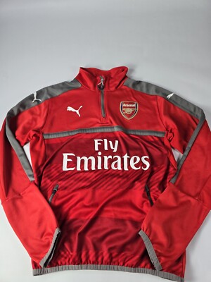 Puma Arsenal FC Mens 1/4 Zip Pullover Medium Fly Emirates Red Zip