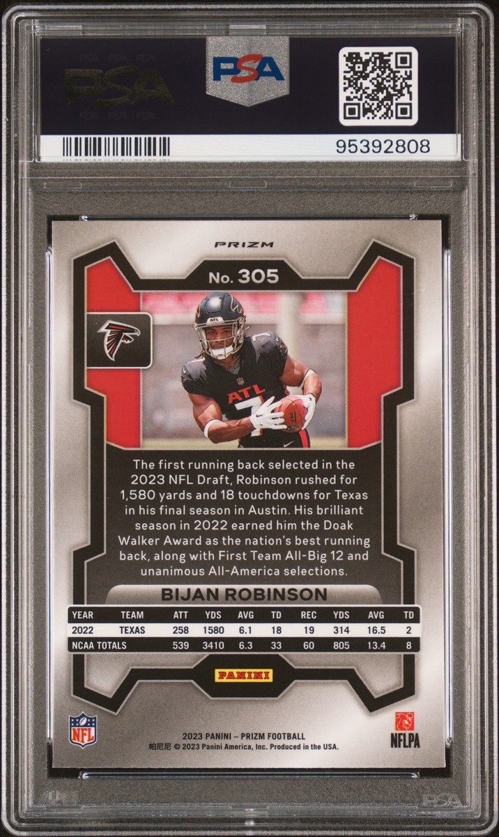 2023 PANINI PRIZM GREEN WAVE #305 BIJAN ROBINSON PSA 9 | eBay