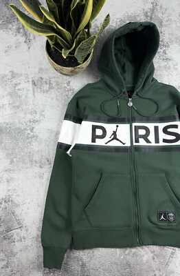 Nike Jordan PSG Paris Saint Germain Soccer Green Full Zip M Hoodie