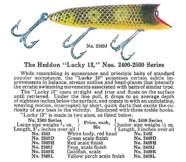 カタログアーカイブ】ヘドン ラッキー13 Heddon Lucky 13 | ルアー千一夜