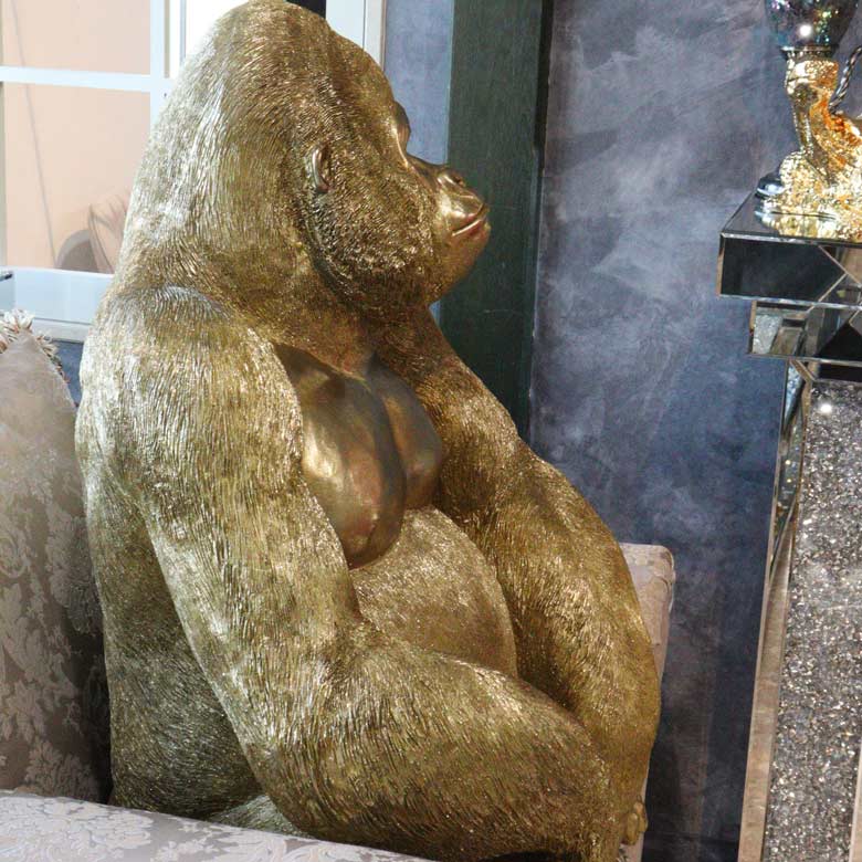 ゴリラ 91cm ゴールド オブジェ 特大 置物 コング オーナメント リアル