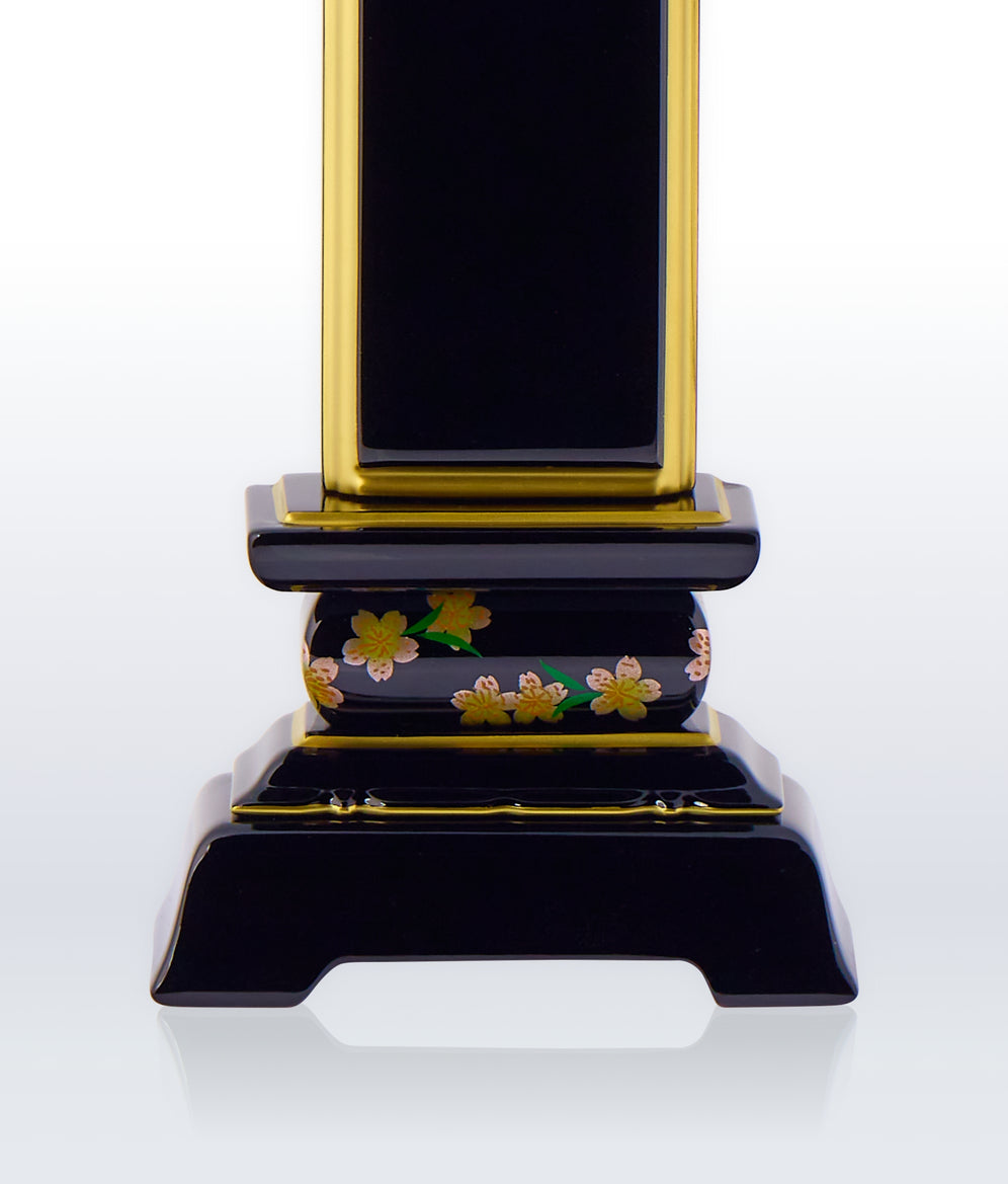 漆芸蒔絵位牌 優 低台 黒塗り（4寸〜4.5寸対応）文字入れ・文字彫り