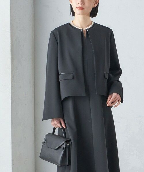 手洗い可能〉ブラック フォーマル フレア スリーブ ジャケット