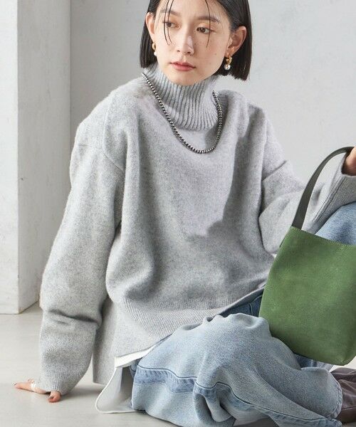g/foreジーフォア グレー カシミヤ100%タートルハイネックニットサイズ