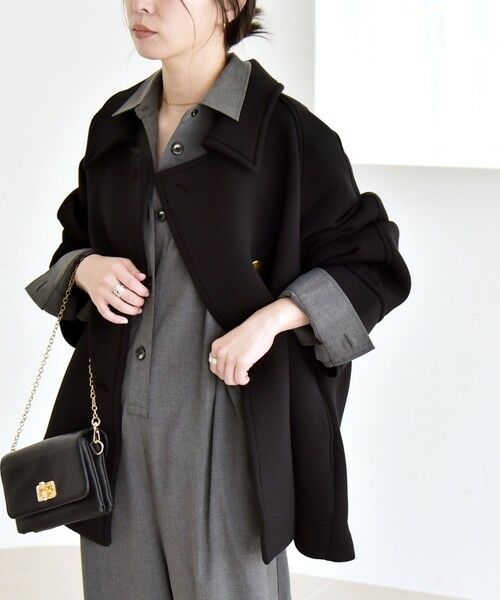 quaranciel:〈手洗い可能〉ダンボール ステンカラー ジャケット コート