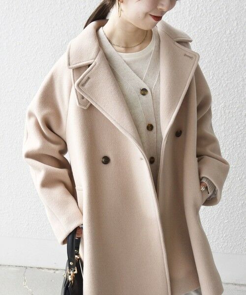 WEB限定】SHIPS any: PURE WOOL スタンド & テーラード ハーフ コート
