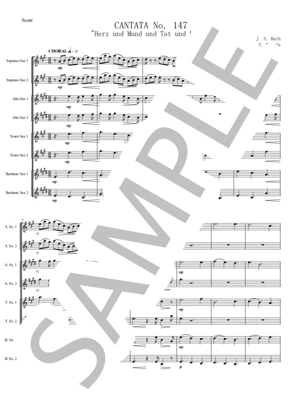 楽譜】Cantata BWV 147 Herz und Mund und Tat und Leben ; CHORAL