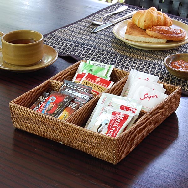 楽天市場】アタで編まれた4分割の四角い収納トレイ Hタイプ トレー