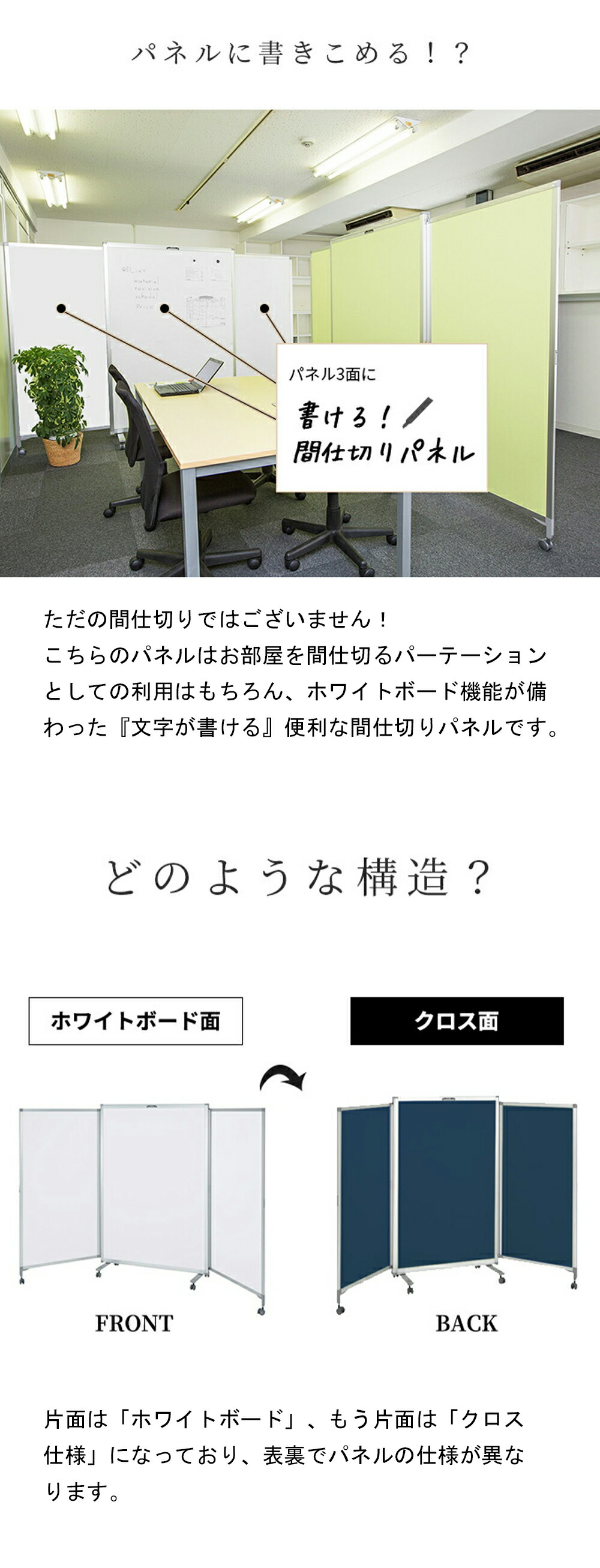楽天市場】エラスティックパネル 片面ホワイトボードタイプ W900×H1500