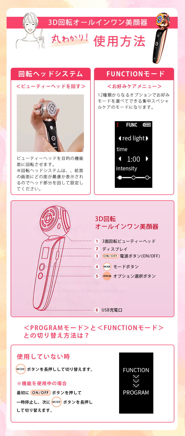 SNSで話題@oyutannさん愛用！】日本初上陸！3面使える美顔器！ 3D回転