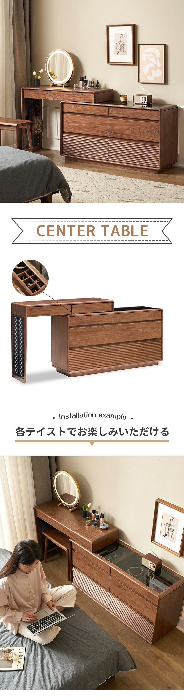 楽天市場】ドレッサー キャビネット 収納ラック 収納チェスト デスク