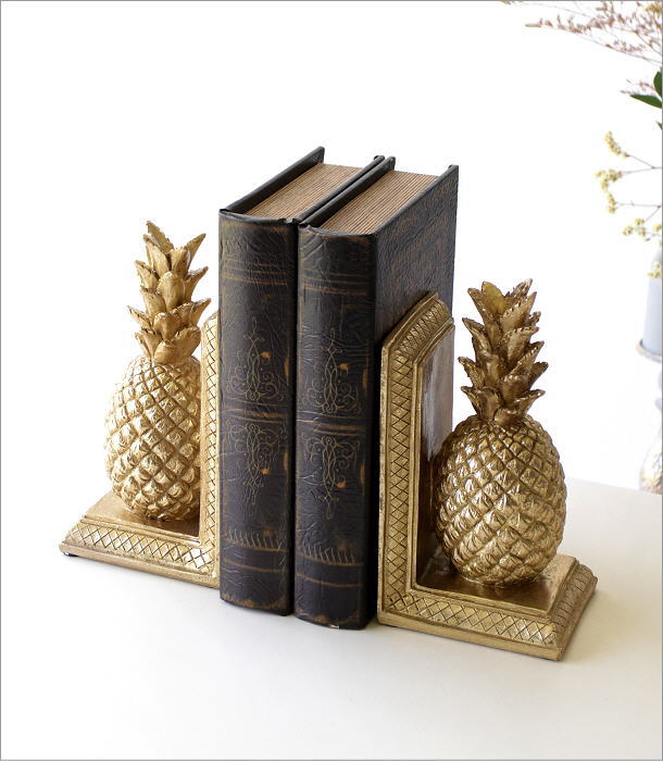 楽天市場】ブックエンド パイナップル おしゃれ 本立て ブックスタンド