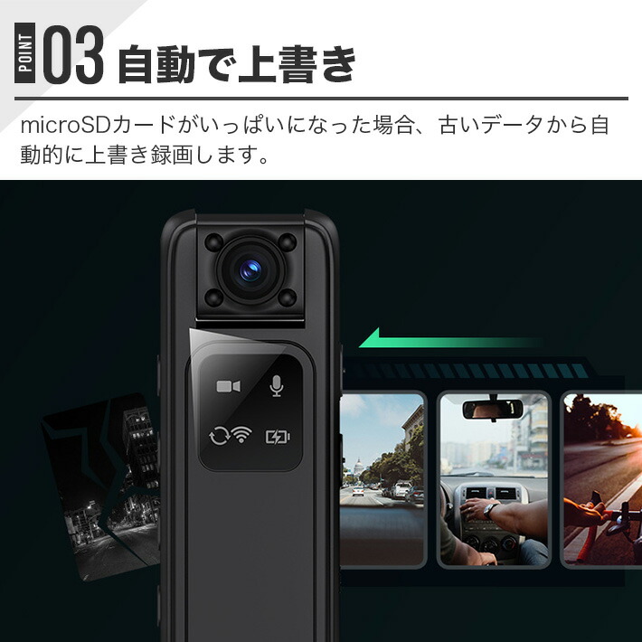 楽天市場】ボディカメラ 小型 2K 180度回転レンズ 録音/暗視/長時間