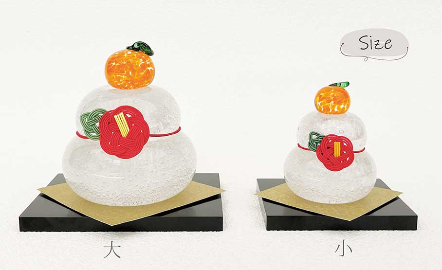 楽天市場】工房 CRAFTHOUSE ガラス 鏡餅 泡（大） 無垢 敷板・椿水引