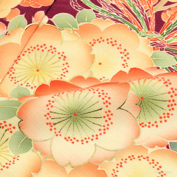 七五三 着物 7歳 ブランド 四つ身着物 単品 華徒然 「赤紫色 四季花