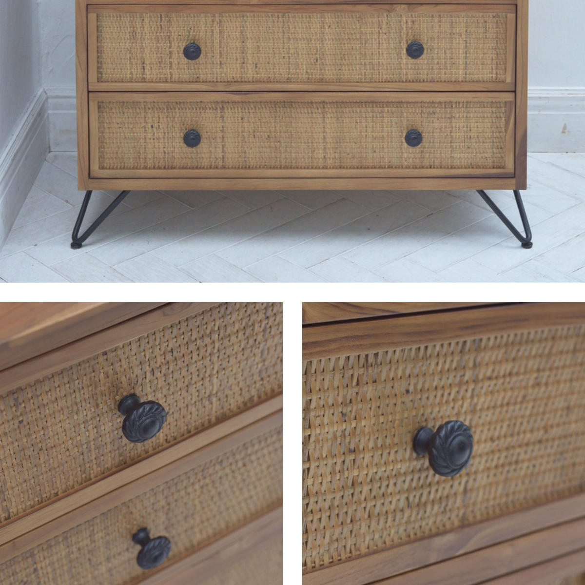 楽天市場】籐 チェスト 4段6杯 エスニック風 チーク材フレーム 幅80cm