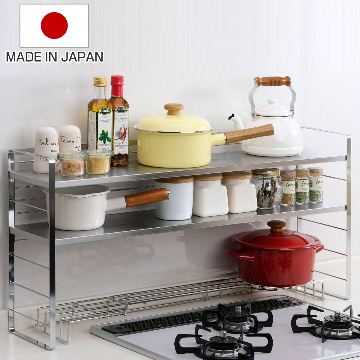 楽天市場】キッチンラック ステンレス棚の出窓シェルフ 幅38cm 日本製