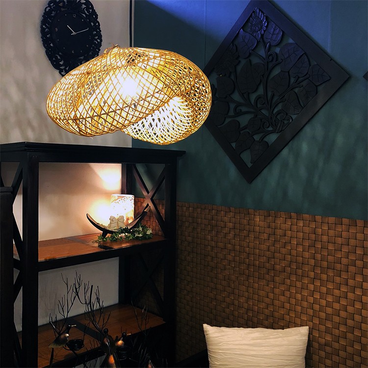 ラタン アジアン ランプシェイド ペンダントライト カウボーイランプ B