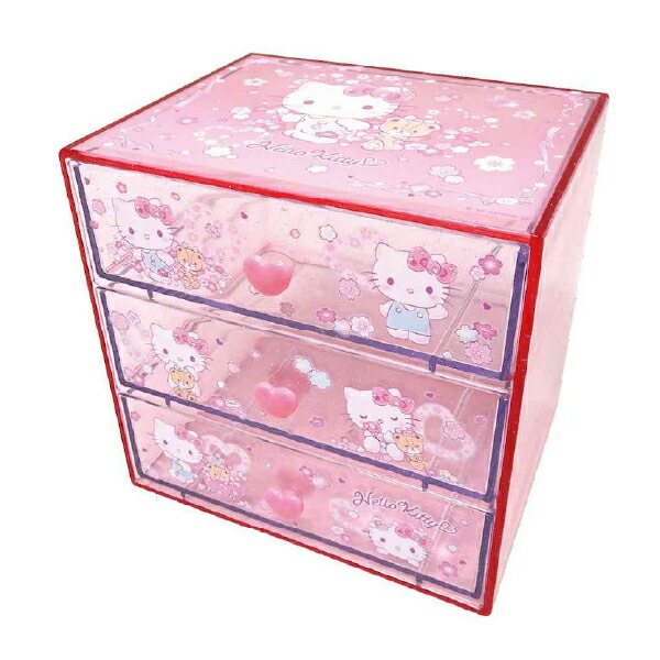 サンリオ ハローキティ 3段チェスト ピンク 収納 小物入れ