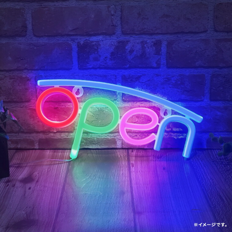 楽天市場】LED ネオンサイン オープン OPEN 開店 USB 電池 2way電源