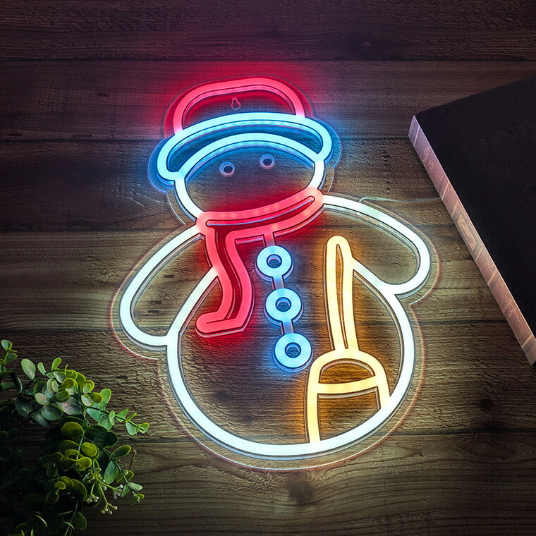 楽天市場】LED ネオンサイン スノーマン USB電源 室内用 かわいい