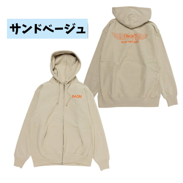 2025 RASH ラッシュ 羽バック フルジップ パーカー メンズウェア
