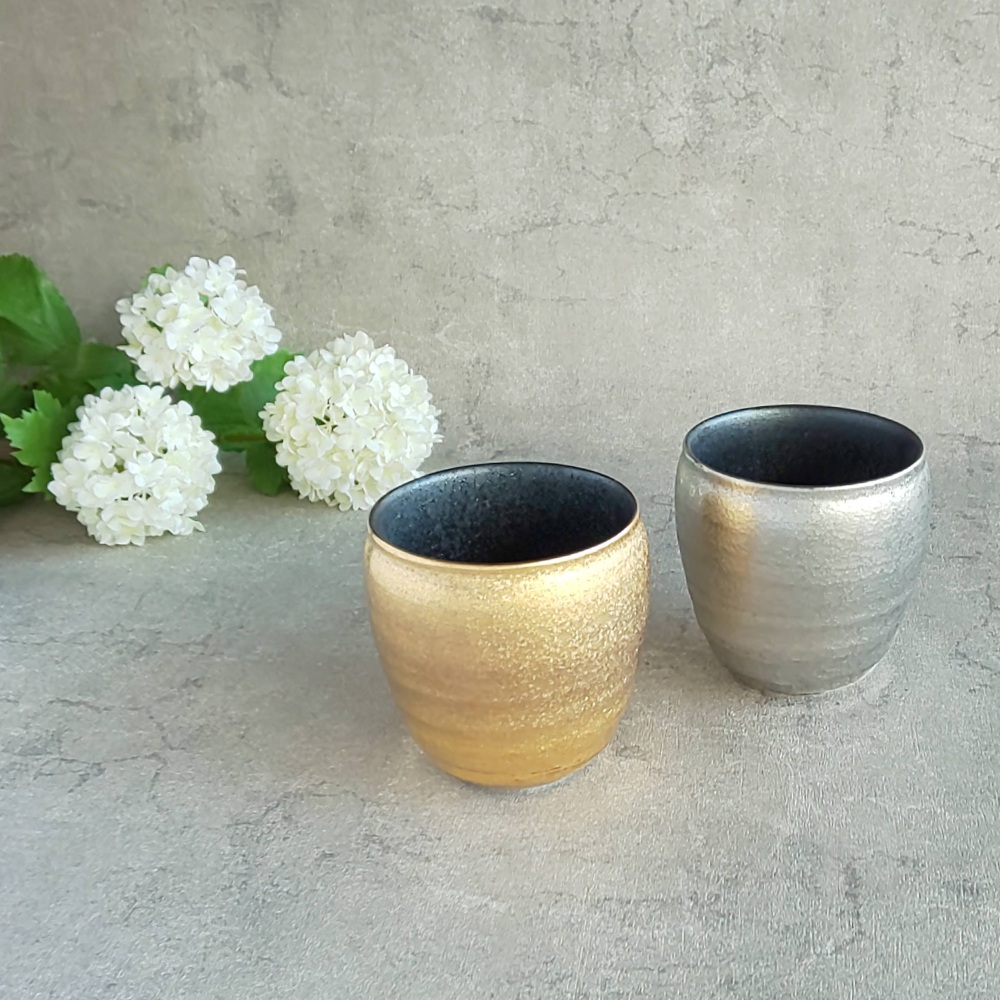 有田焼 陶悦窯 晶外金塗り・銀塗り ロックカップ