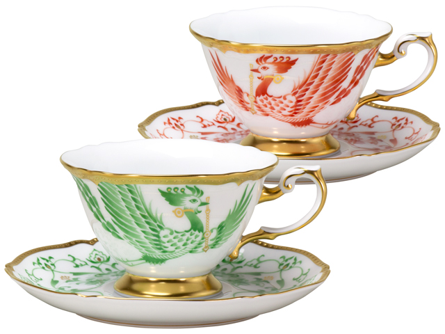鳳凰 ティー・コーヒー碗皿ペアセット【100周年記念作品】 大倉陶園