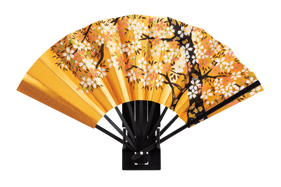 飾り扇子 桜 （扇子立て付）☆日本土産（みやげ）や記念品に！英語説明